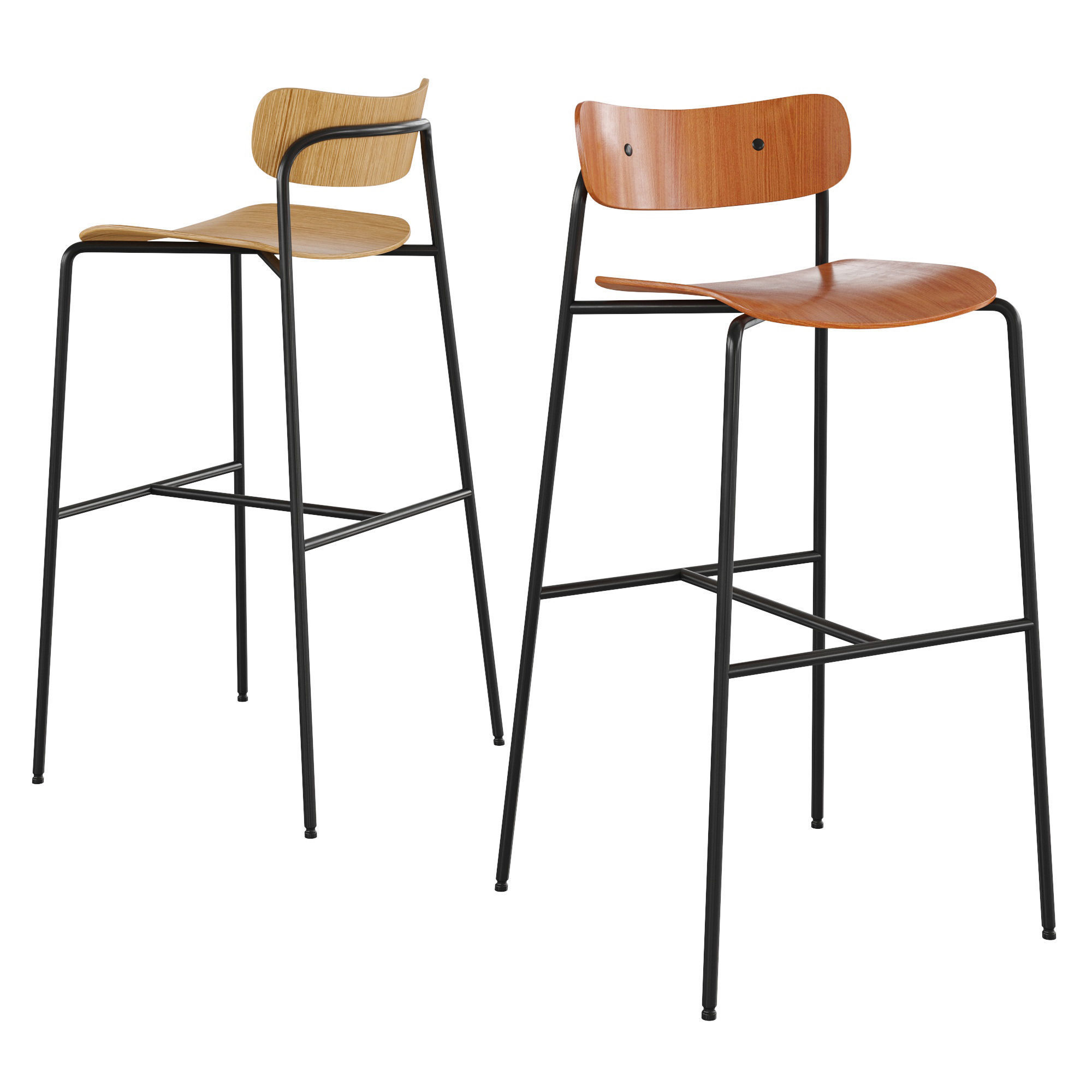 Natural Counter Height Bar Stool 3D model_1