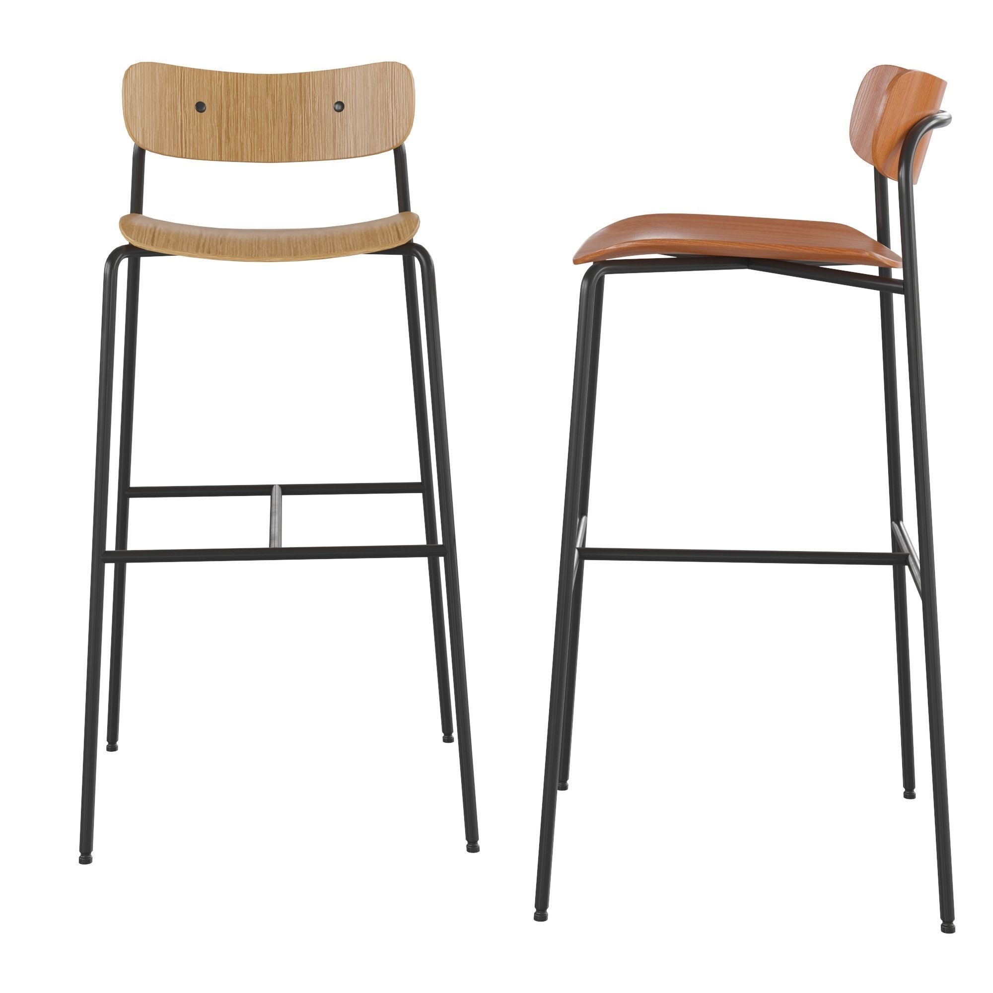 Natural Counter Height Bar Stool 3D model_5