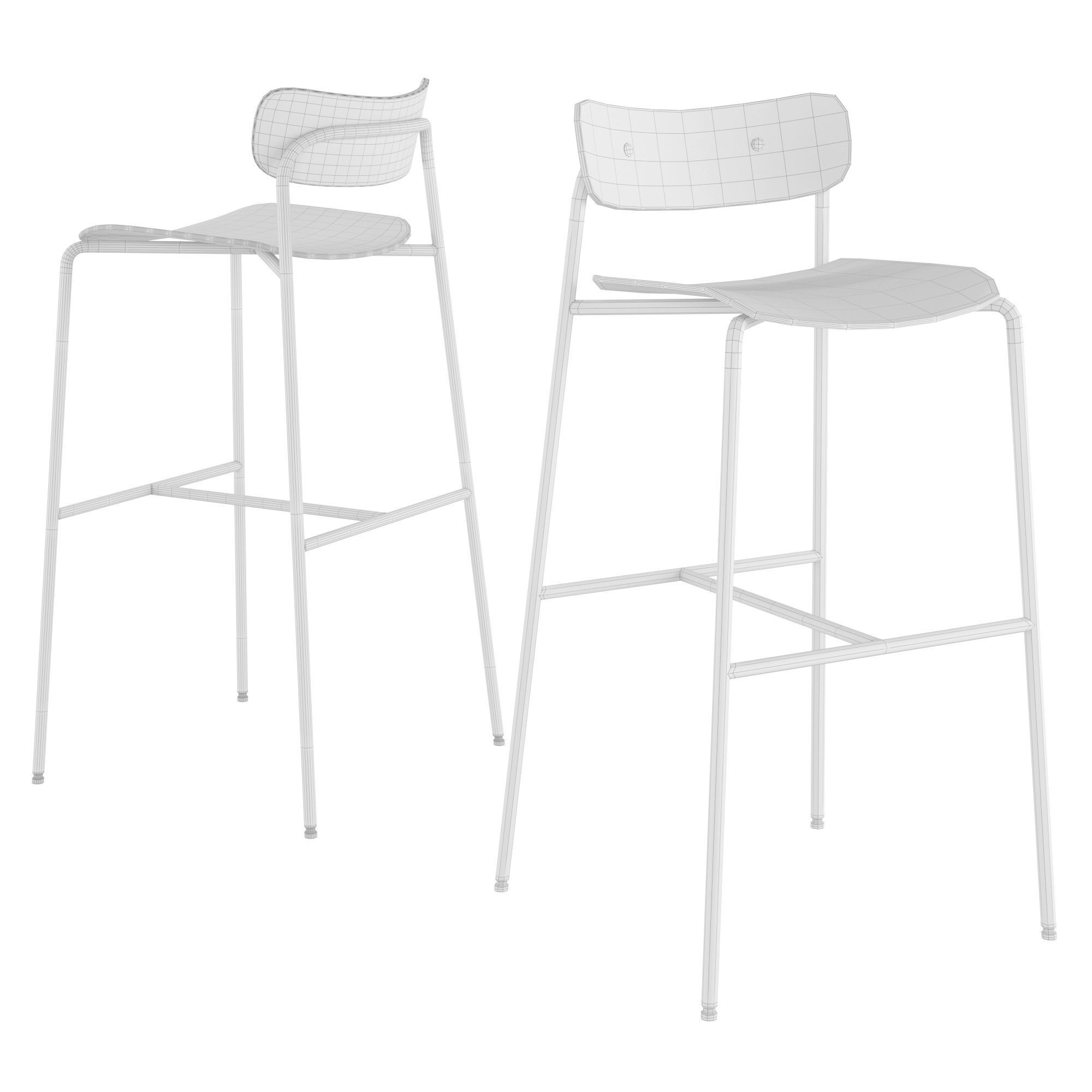 Natural Counter Height Bar Stool 3D model_2
