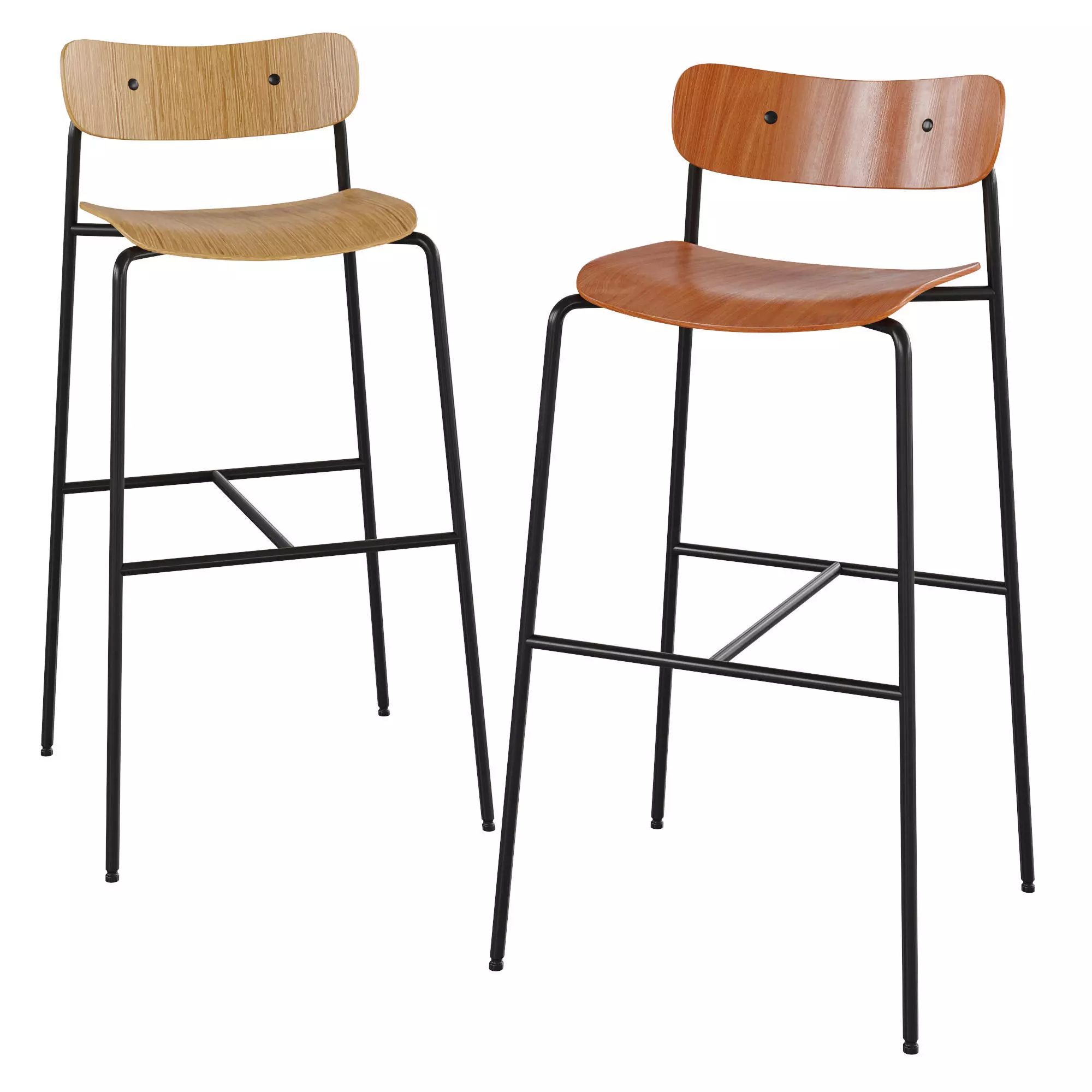 Natural Counter Height Bar Stool 3D model_0