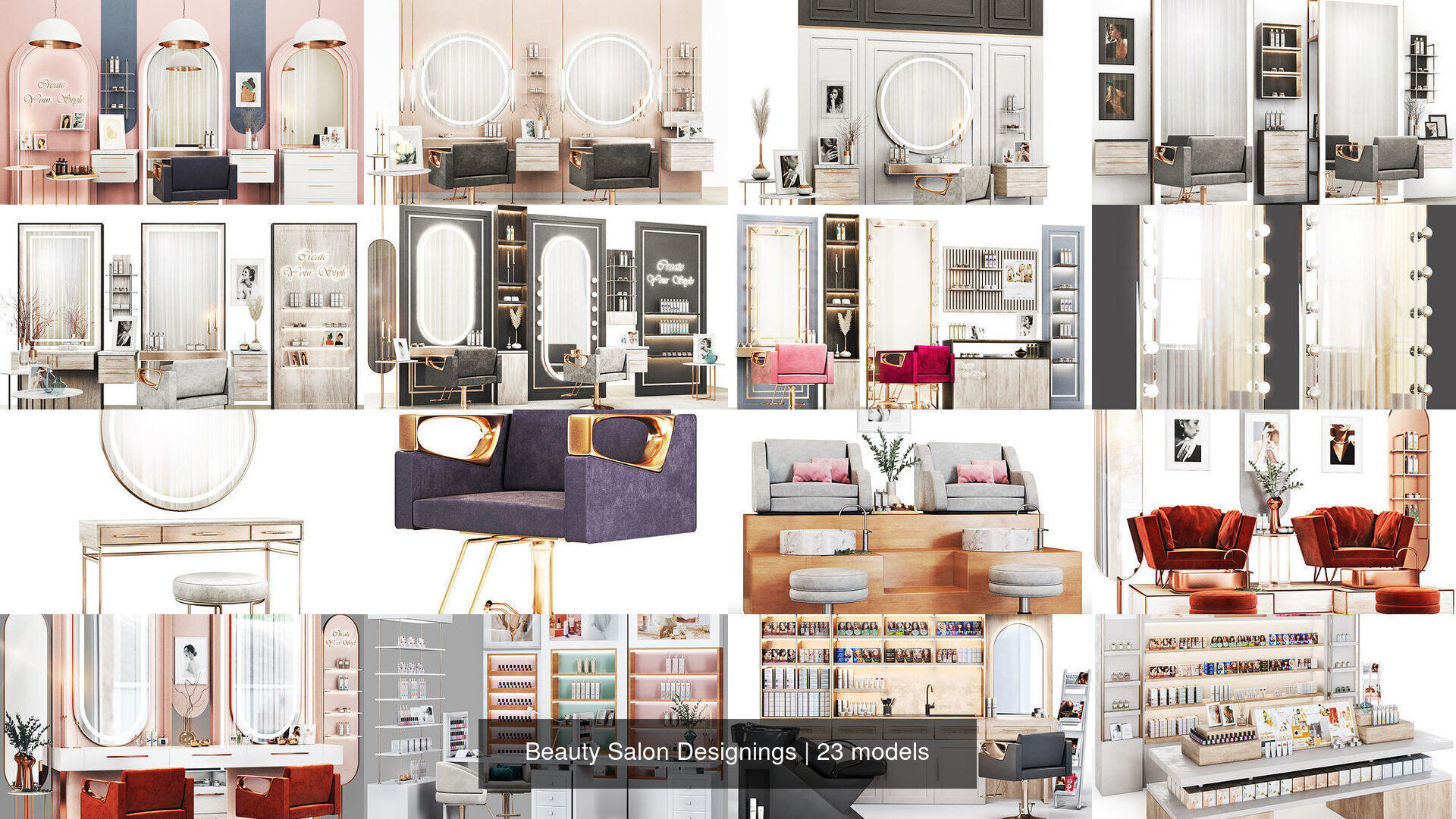 Beauty Salon Designings 3D Model Collection_1