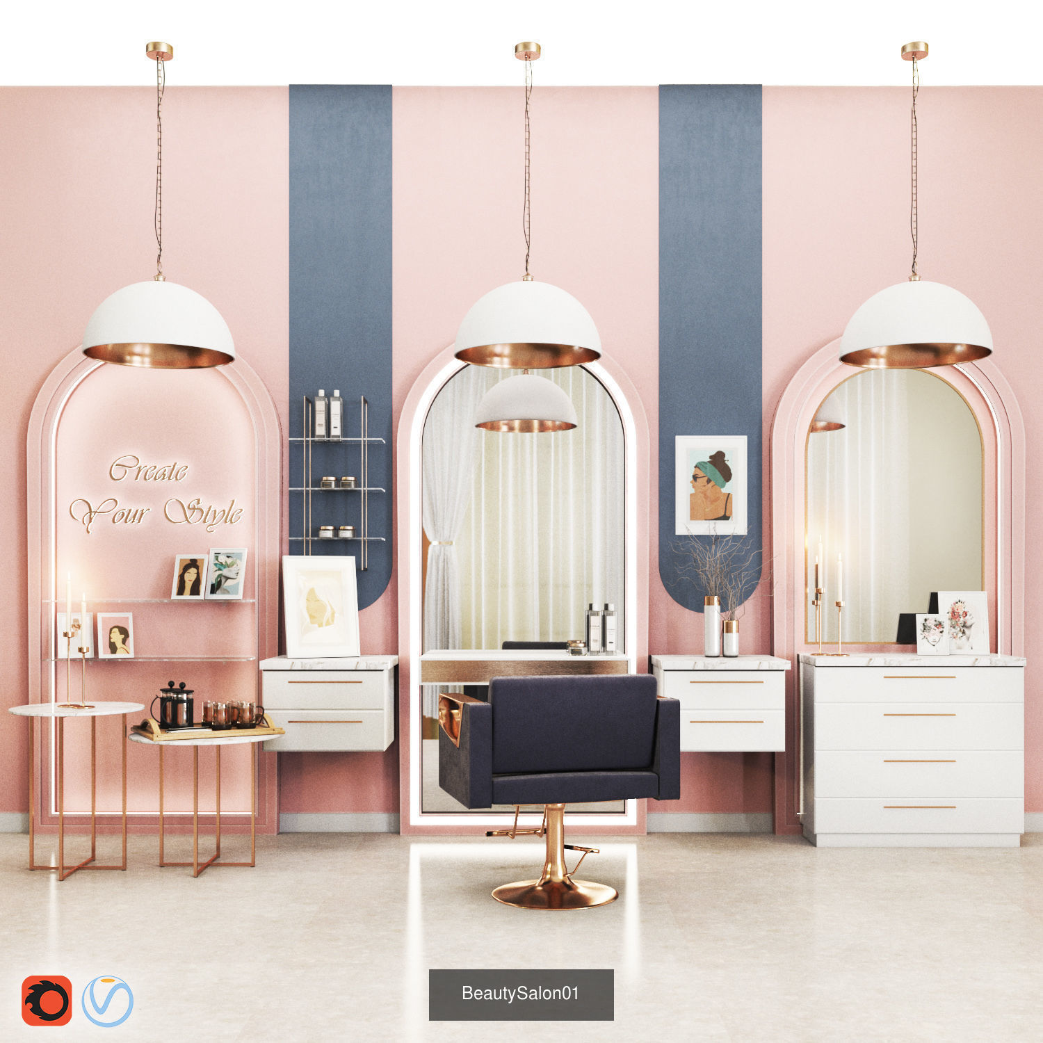 Beauty Salon Designings 3D Model Collection_3