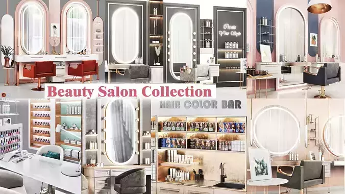 Beauty Salon Designings 3D Model Collection