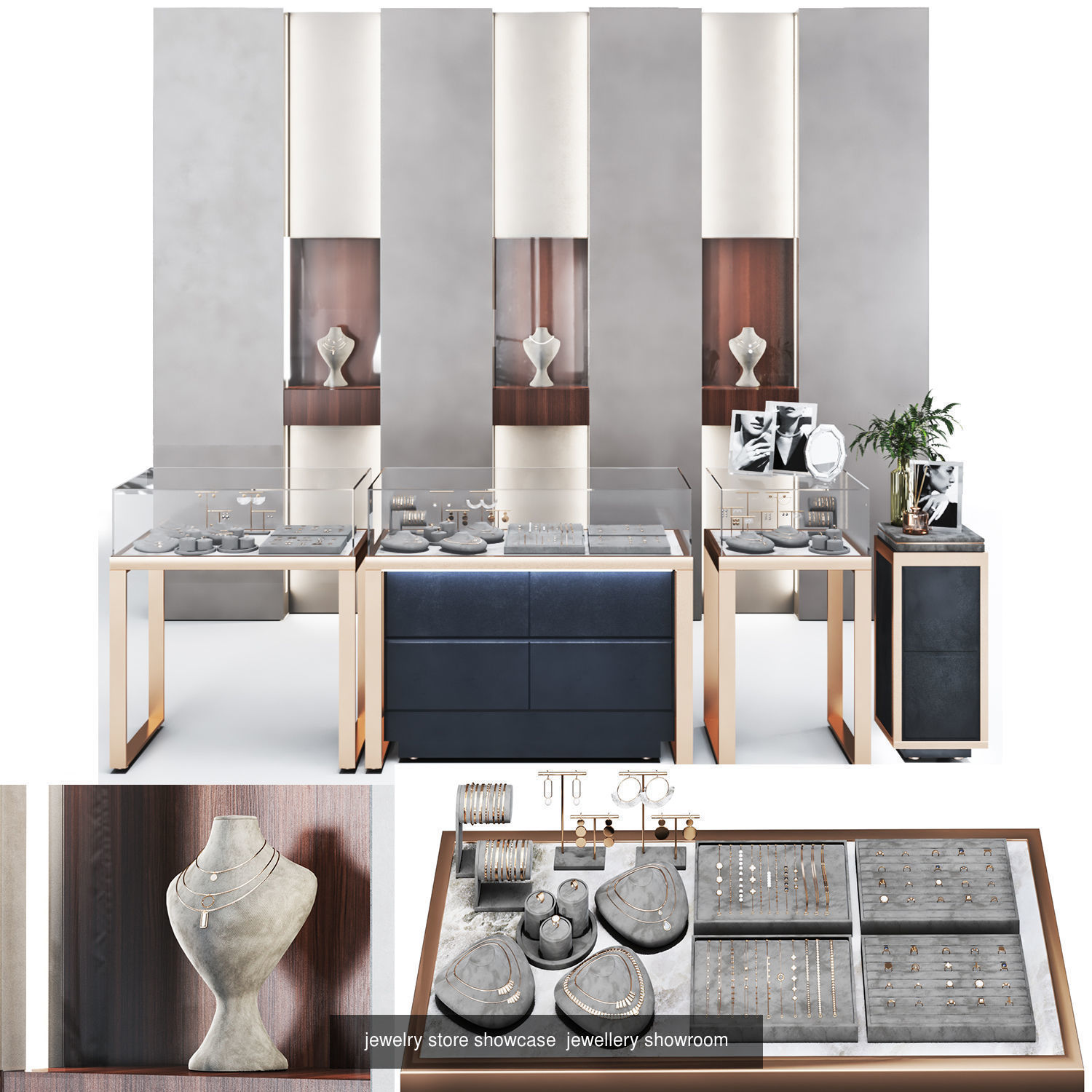 Store Set display-showcases 3D Model Collection_8