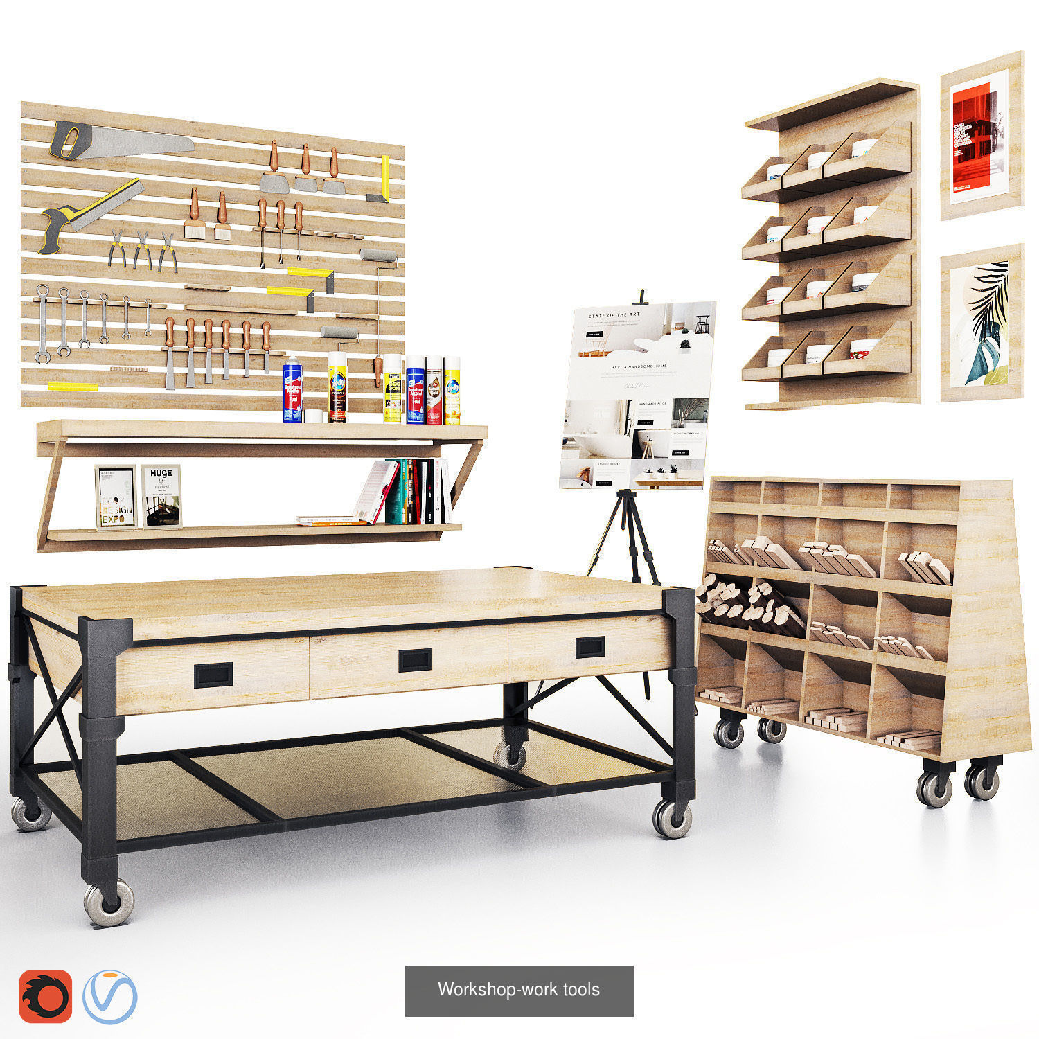 Store Set display-showcases 3D Model Collection_17