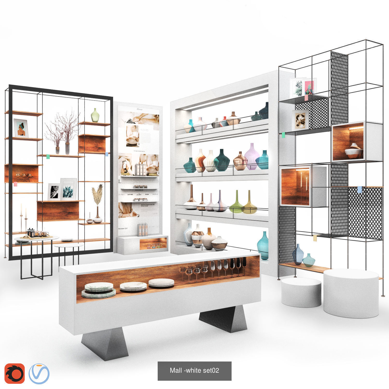 Store Set display-showcases 3D Model Collection_21