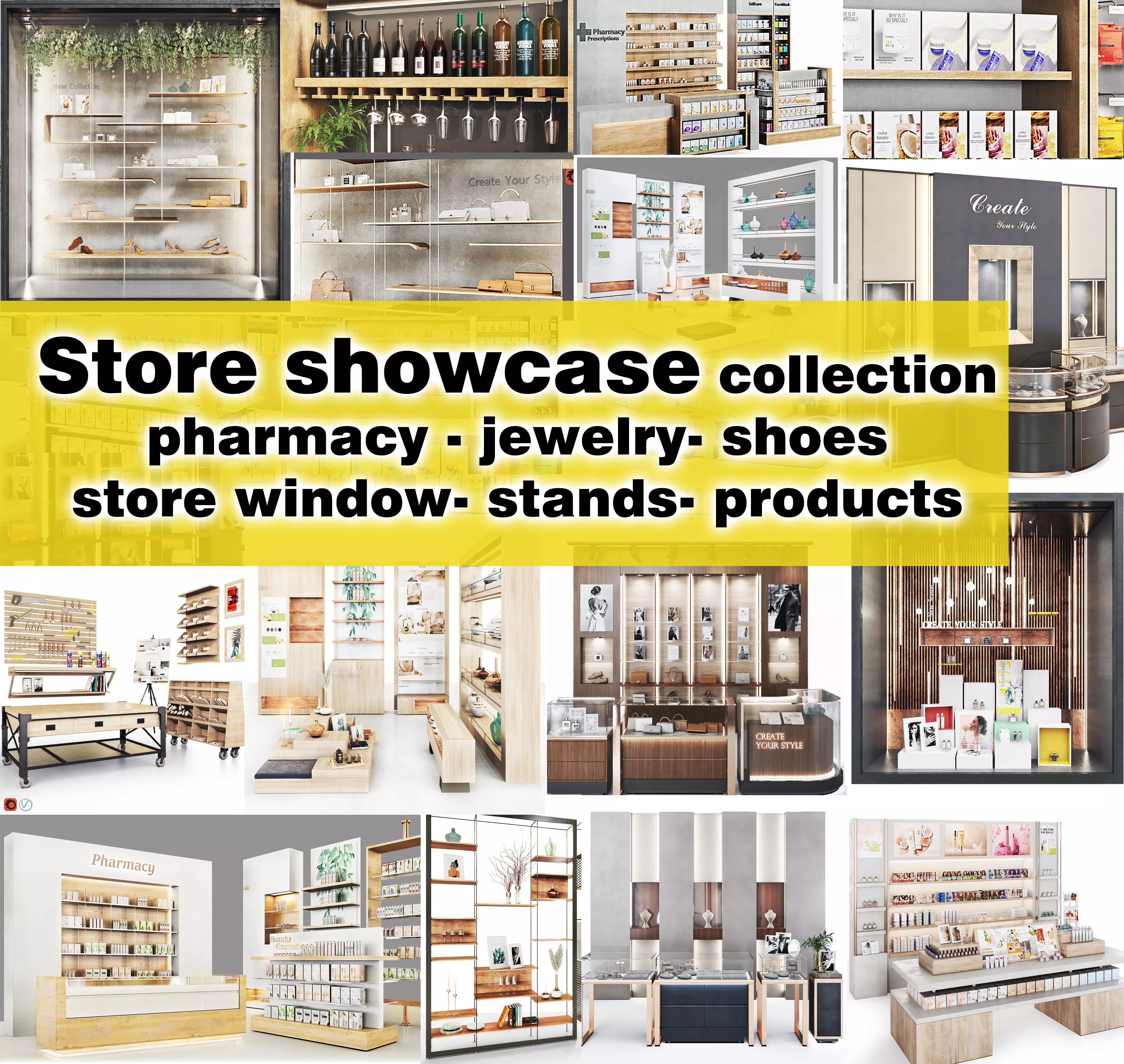 Store Set display-showcases 3D Model Collection_0