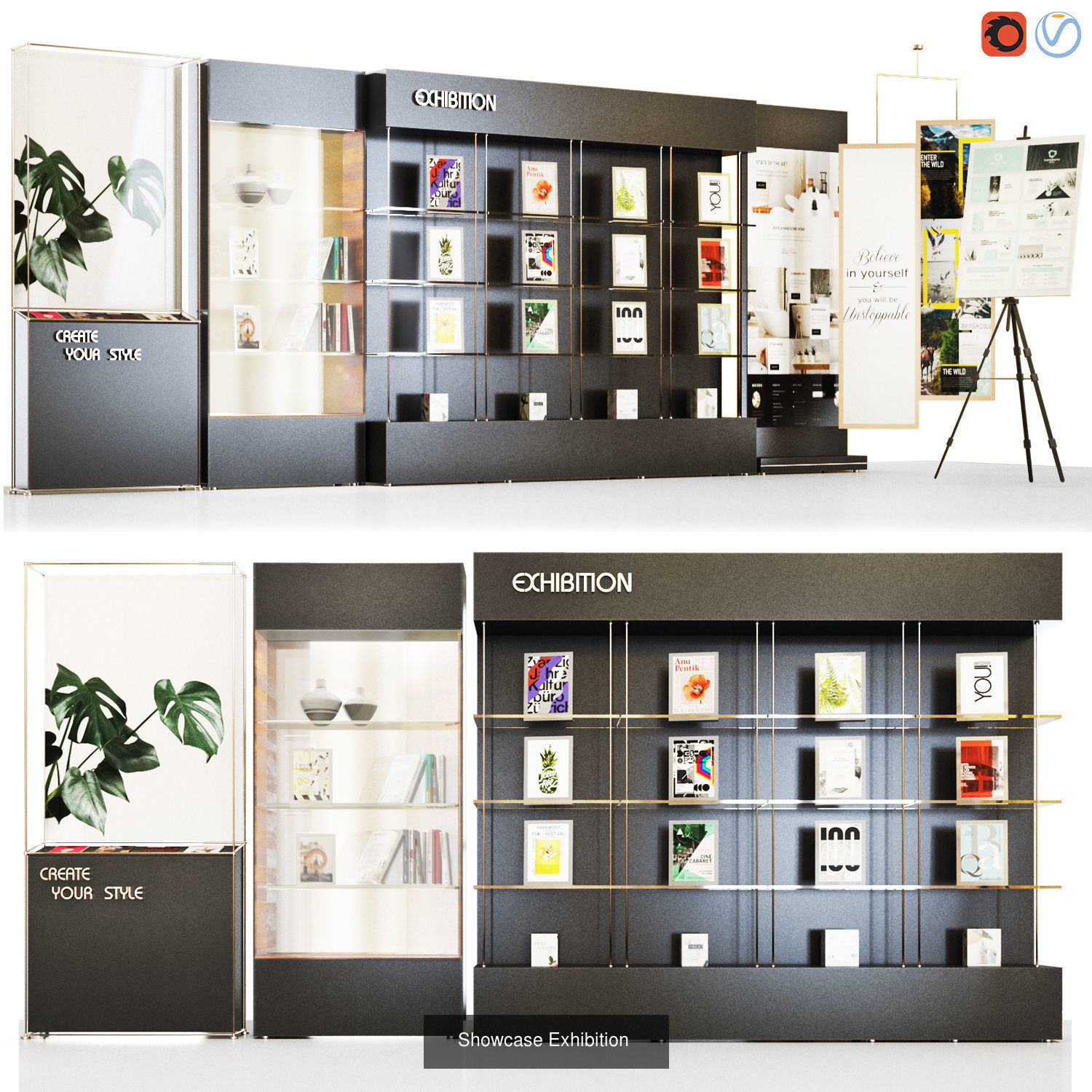 Store Set display-showcases 3D Model Collection_23