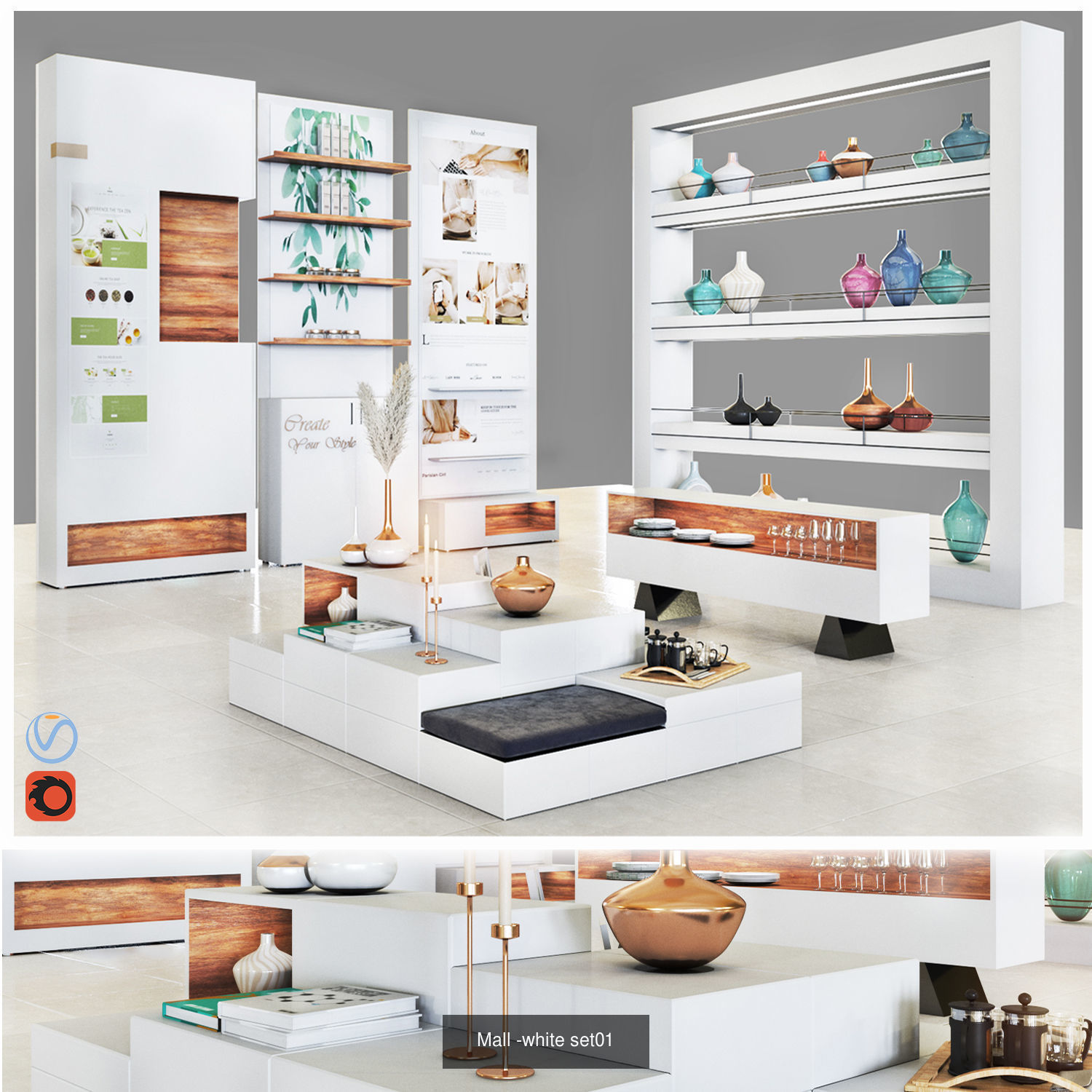 Store Set display-showcases 3D Model Collection_18