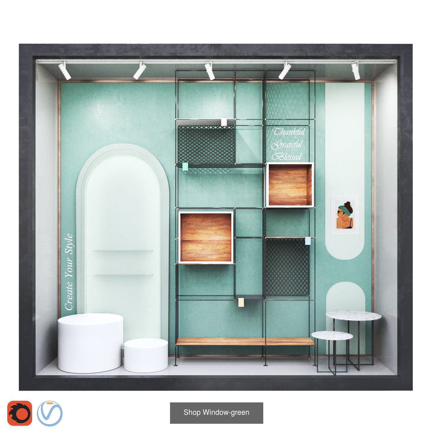 Store Set display-showcases 3D Model Collection_19