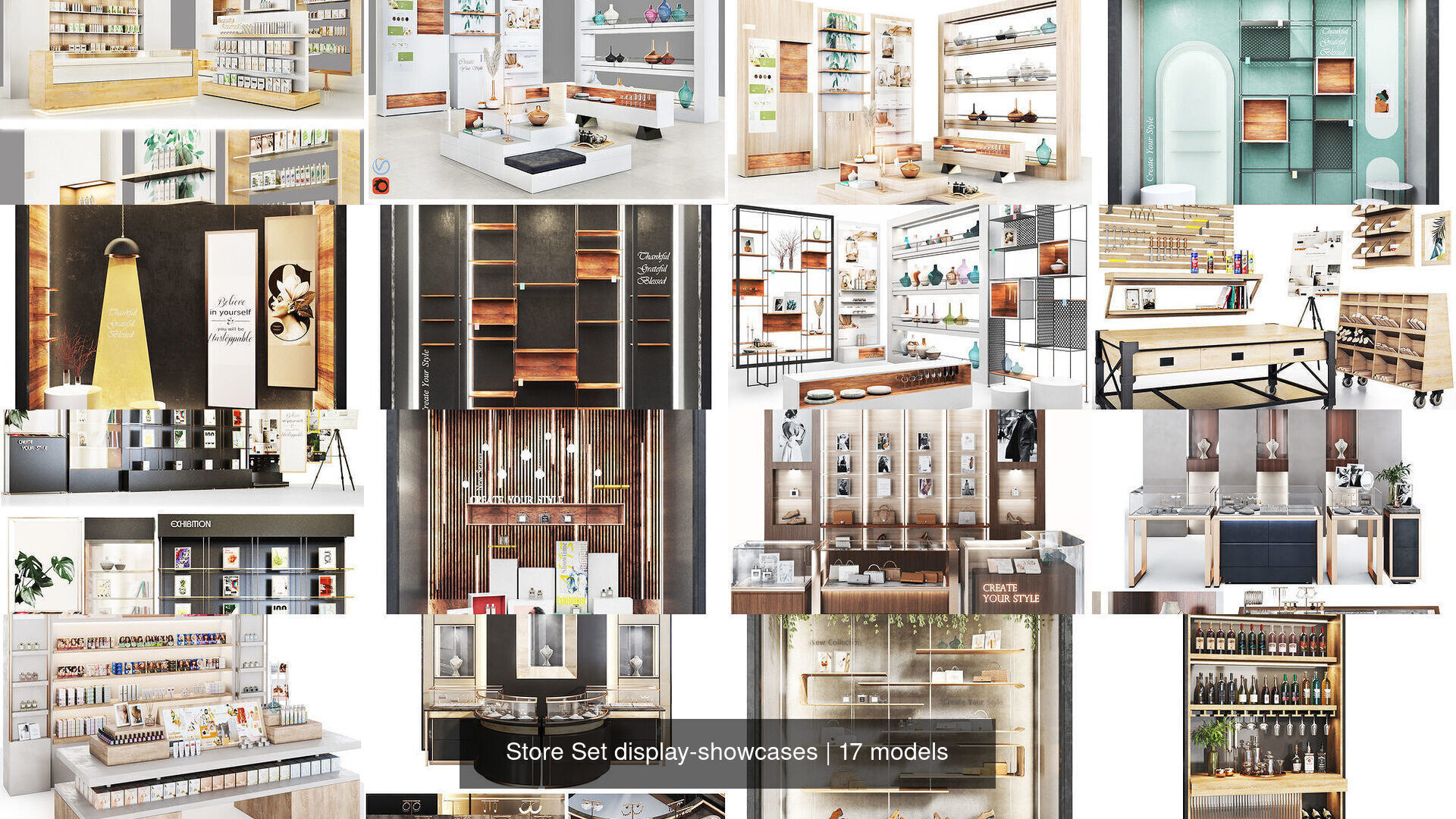 Store Set display-showcases 3D Model Collection_3