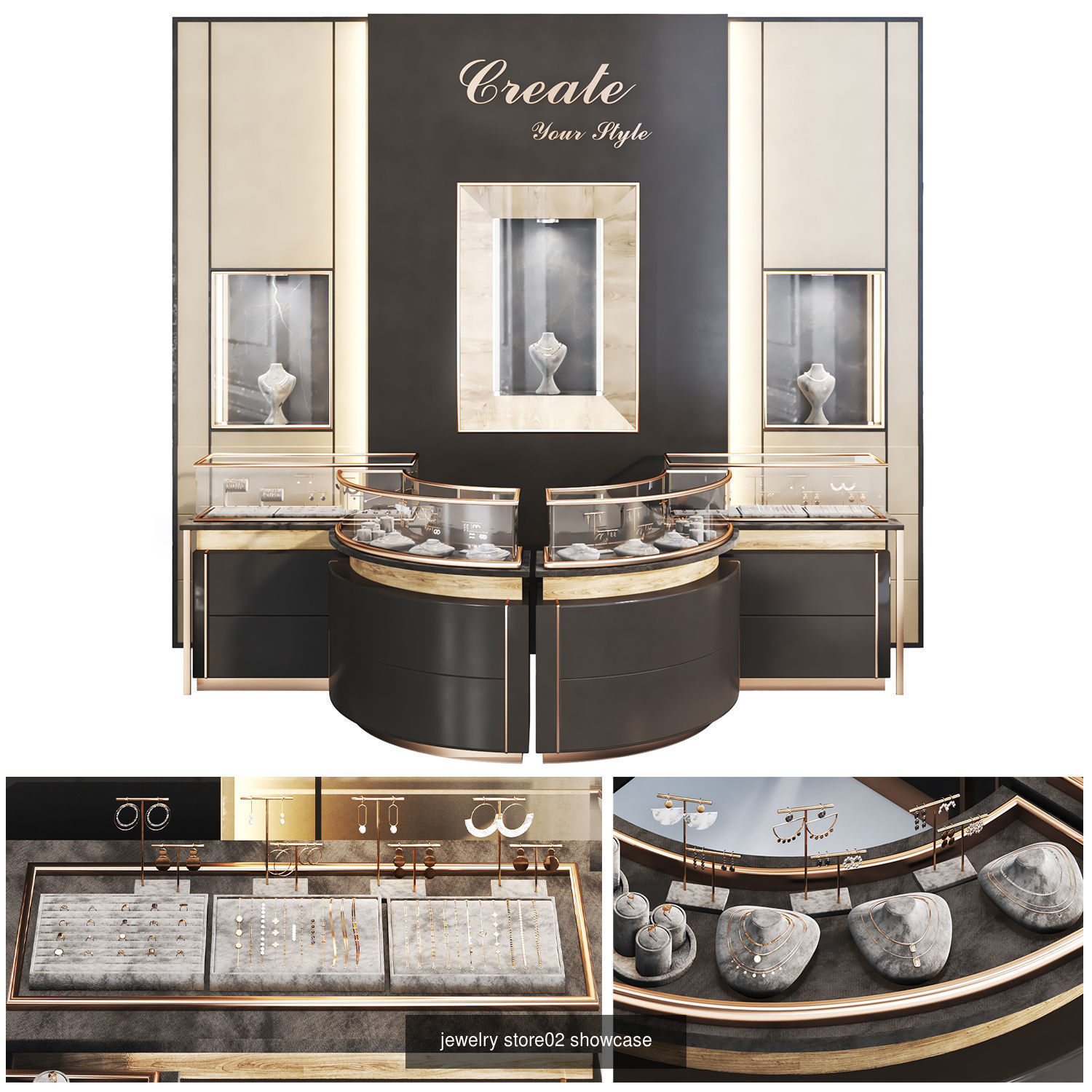 Store Set display-showcases 3D Model Collection_7