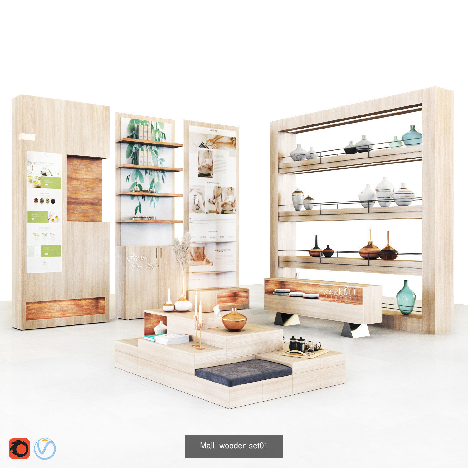 Store Set display-showcases 3D Model Collection_15