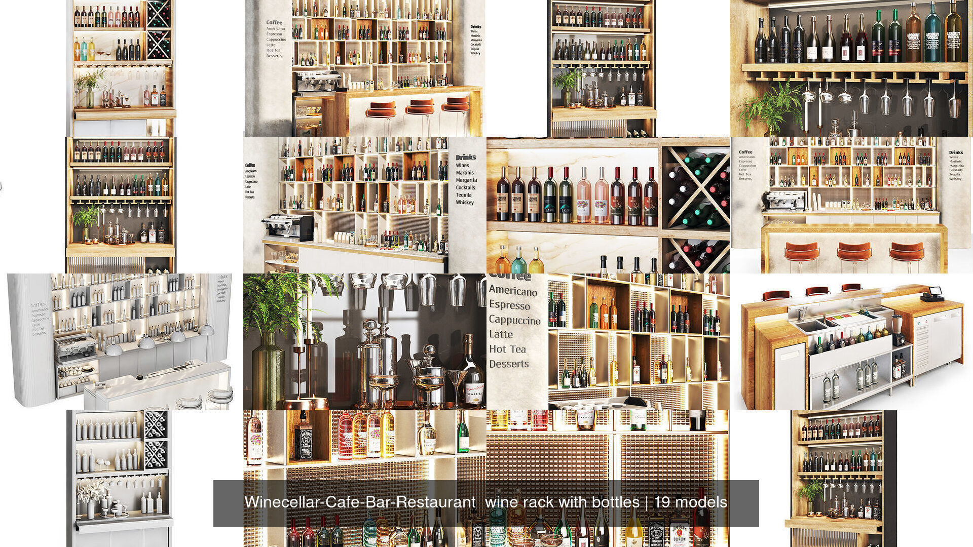 Winecellar-Cafe-Bar-Restaurant  wine rack with bottles 3D Model Collection_1