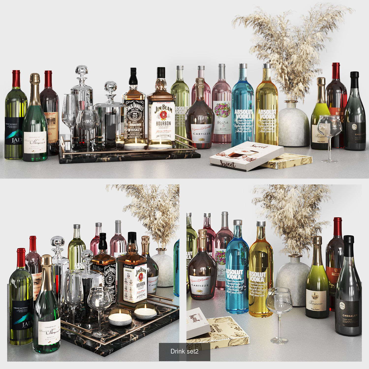 Winecellar-Cafe-Bar-Restaurant  wine rack with bottles 3D Model Collection_8