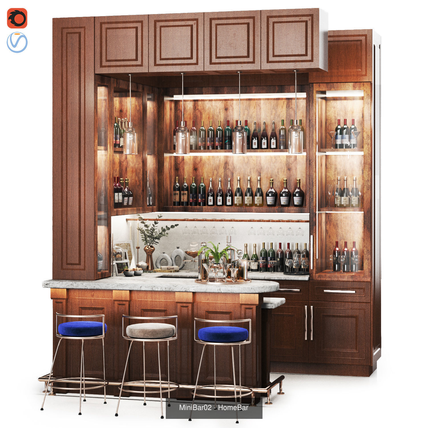 Winecellar-Cafe-Bar-Restaurant  wine rack with bottles 3D Model Collection_6