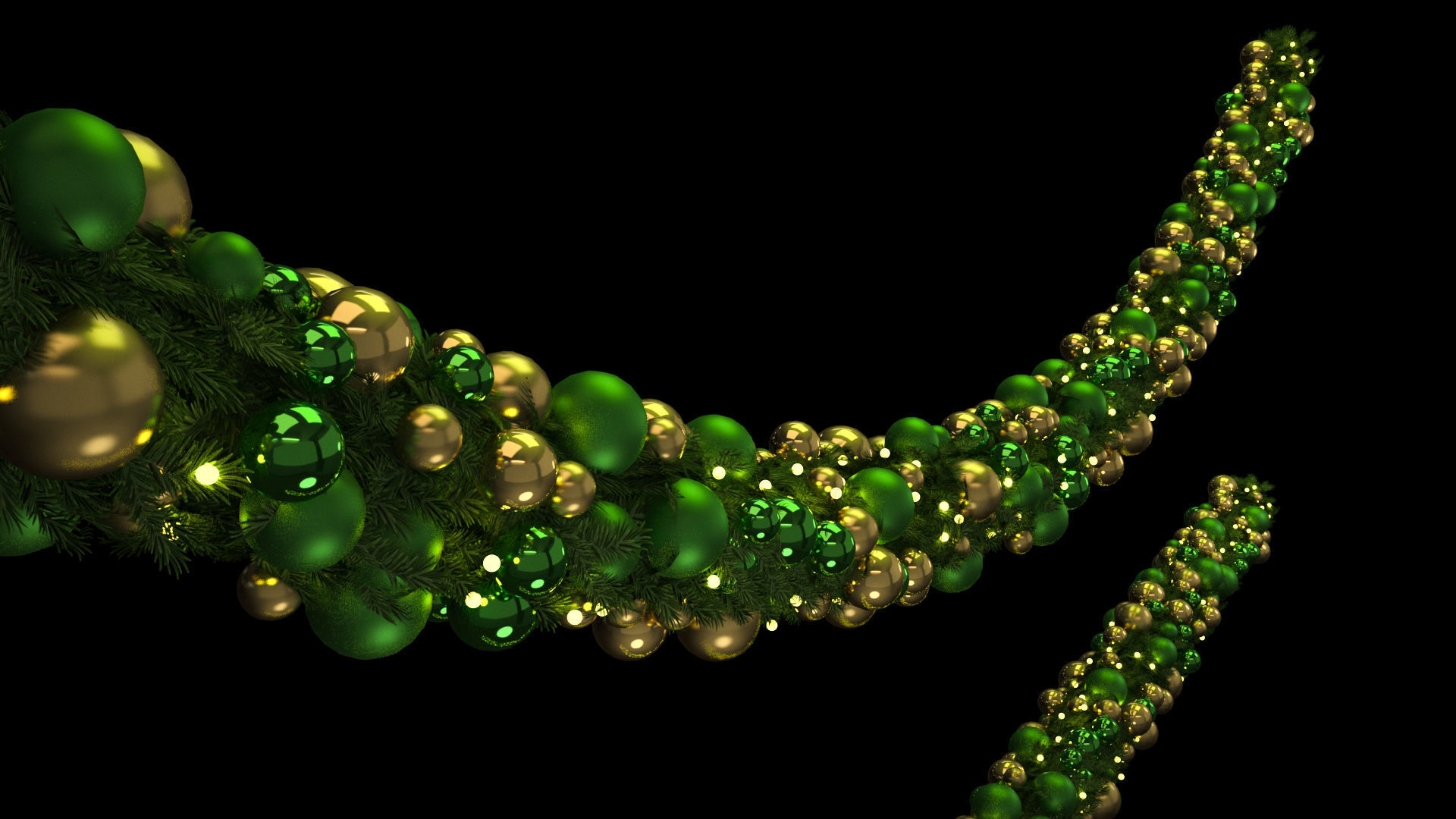 Christmas Garlands with Baubles 3D model_1