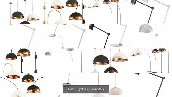 Dome Lights Set 3D Model Collection
