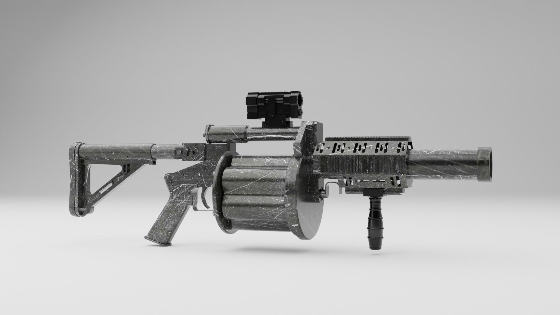 M32 Grenade Launcher Low-poly 3D model_3