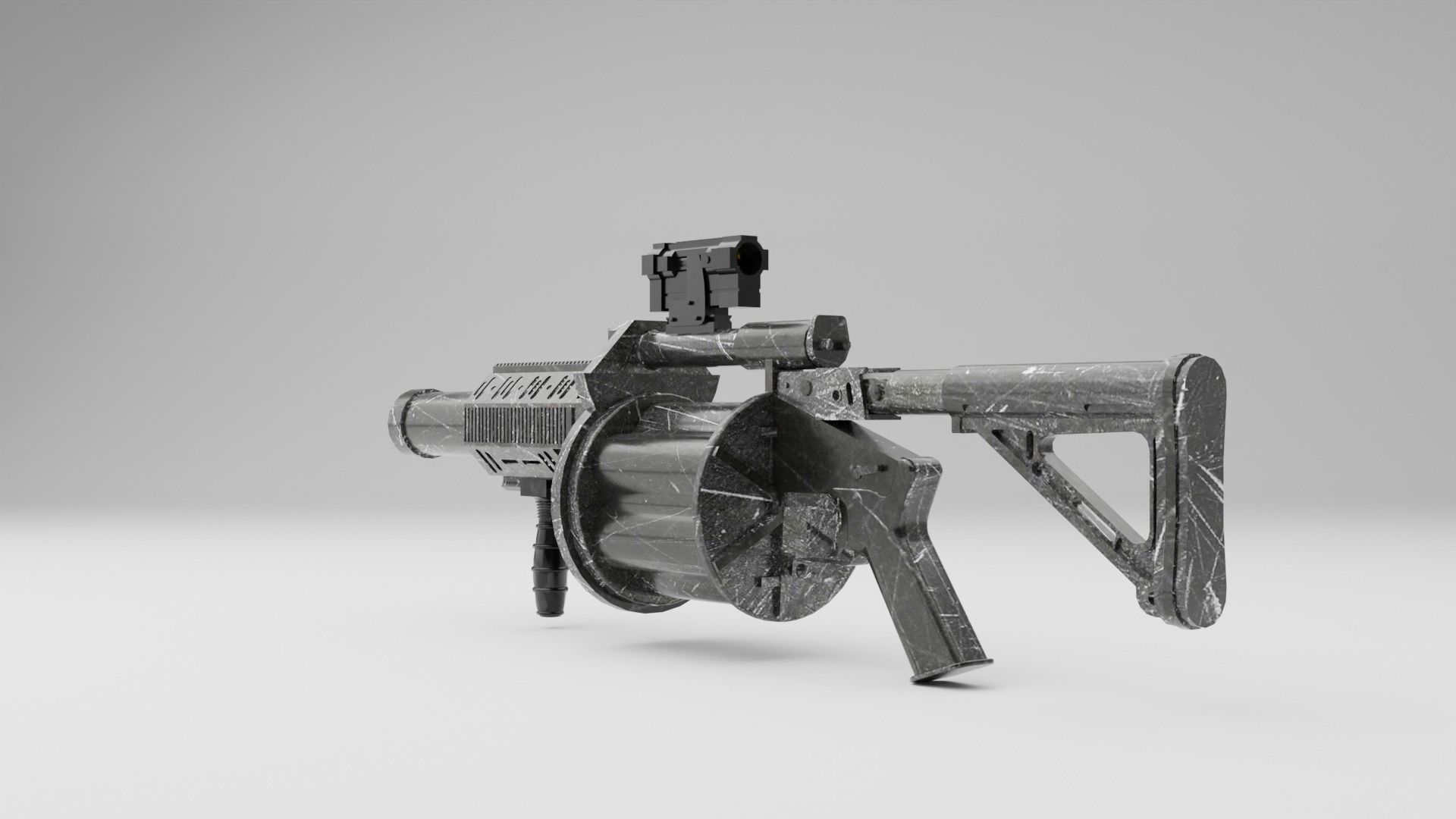 M32 Grenade Launcher Low-poly 3D model_4