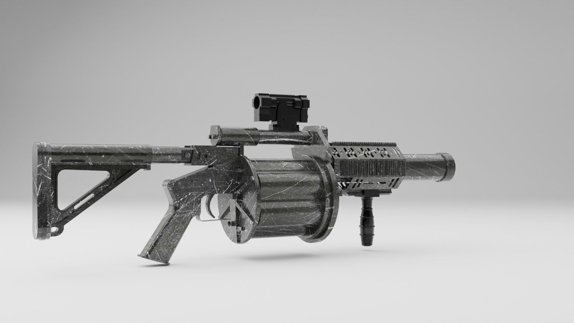 M32 Grenade Launcher Low-poly 3D model_6