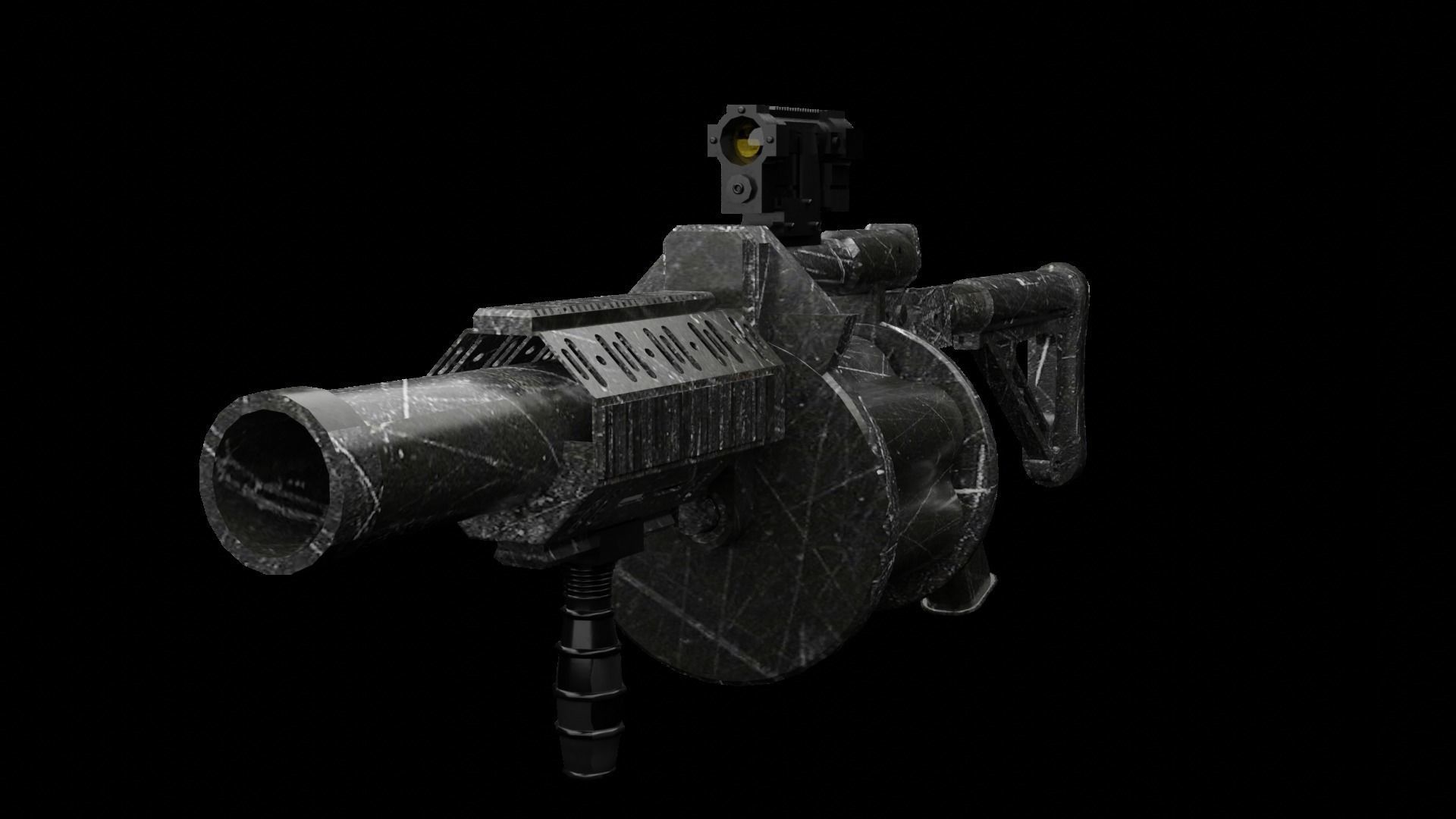 M32 Grenade Launcher Low-poly 3D model_1