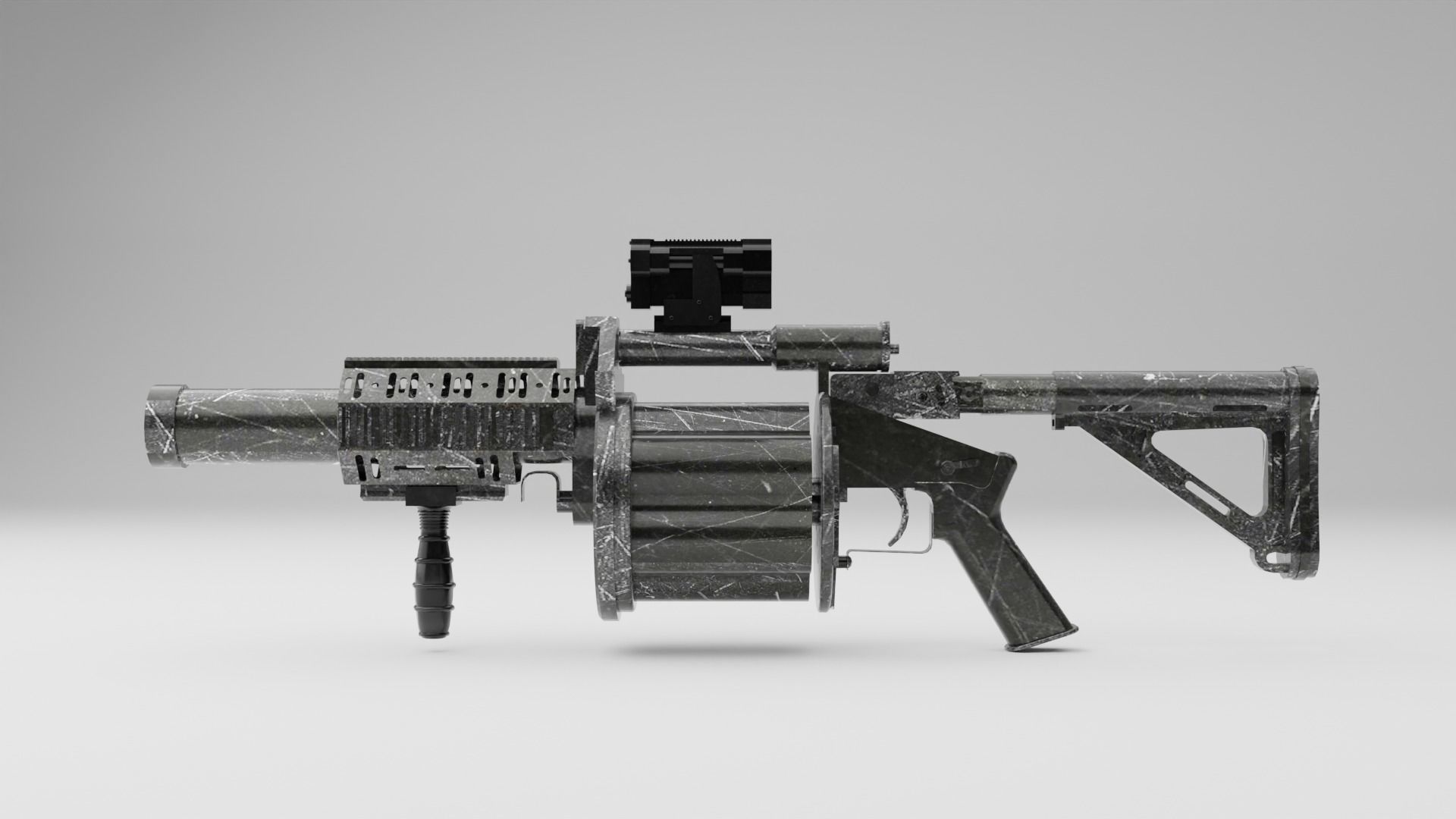 M32 Grenade Launcher Low-poly 3D model_12