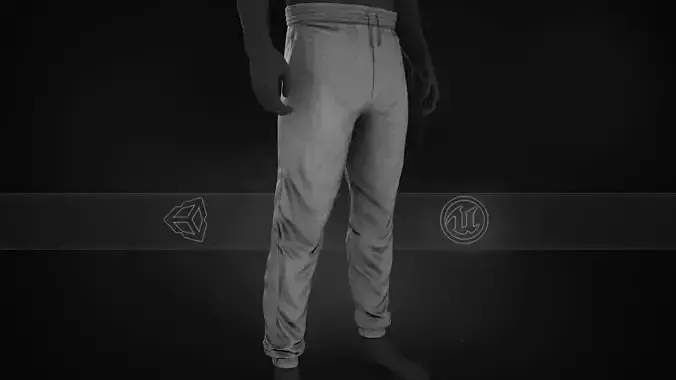 Gray Stonewashed Jogger Pants Low-poly 3D model