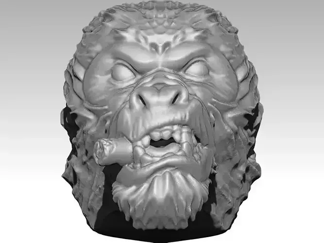 Monkey Gorilla with sigar bust HighDetailed 3D print model
