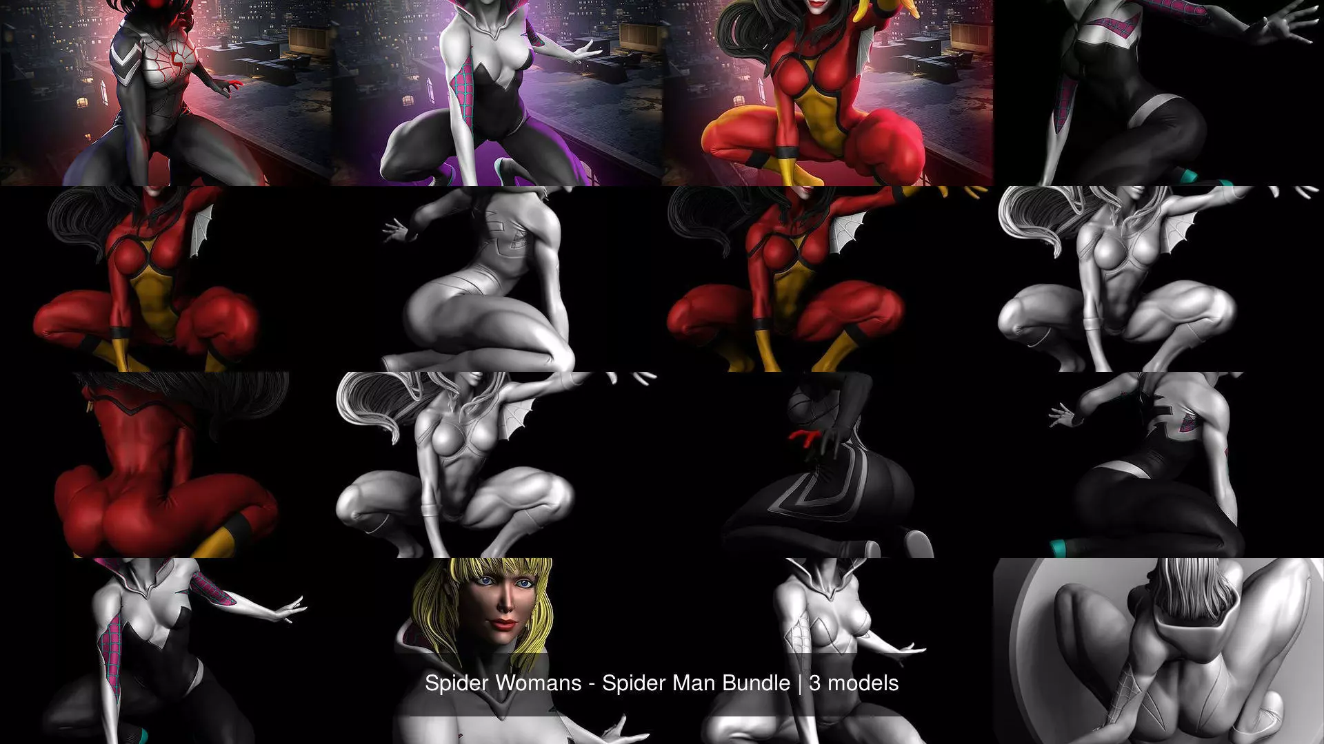 Spider Womans - Spider Man Bundle 3D Model Collection_1