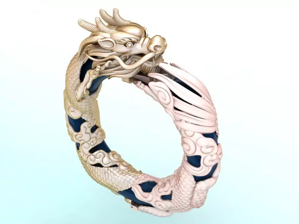 Dragon bracelet - Dragon bangle - Mens bracelet - N3763 3D print model
