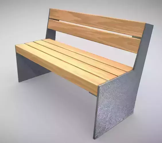Park Bench 8 Oak Metal Frame 2 Low-poly 3D model