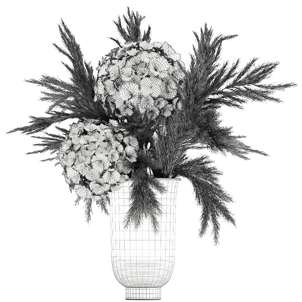 Bouquet of dried flowers in a vase 170 3D model_6