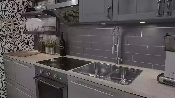 Kitchen design - IKEA - VARSTA stainless steel 3D model
