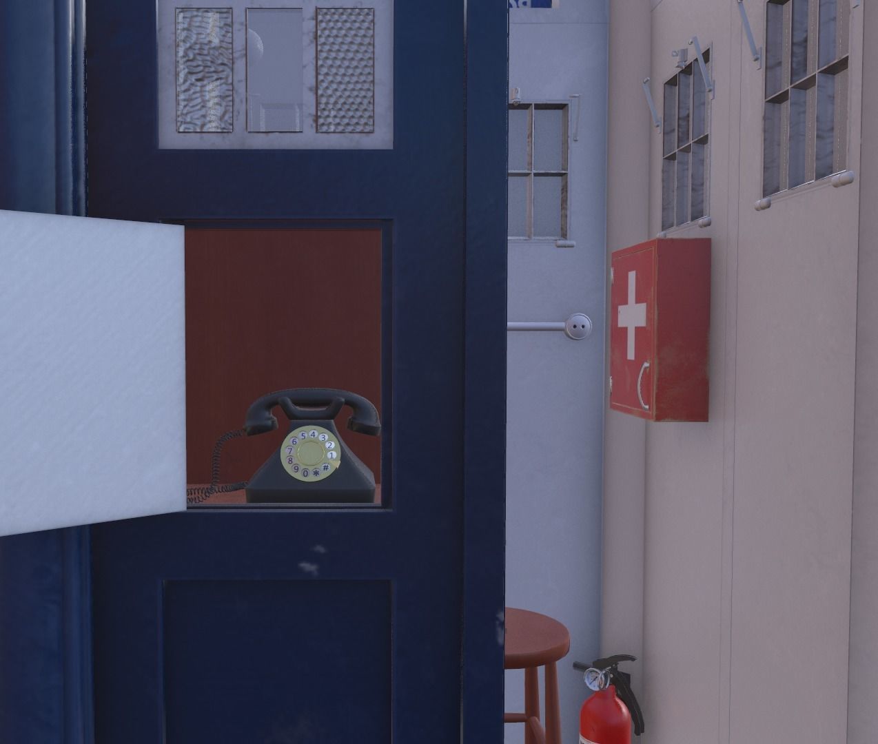 Mark 2 Metropolitan Police Box with Props Low-poly 3D model_9