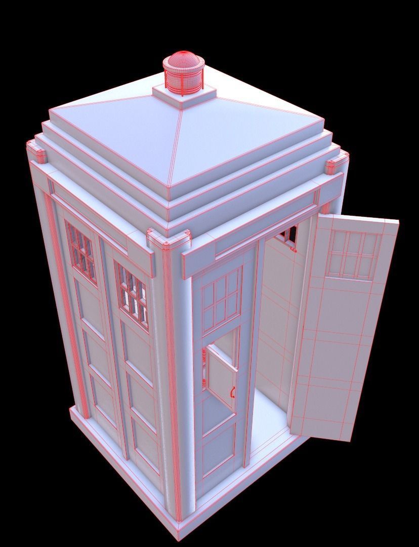 Mark 2 Metropolitan Police Box with Props Low-poly 3D model_24
