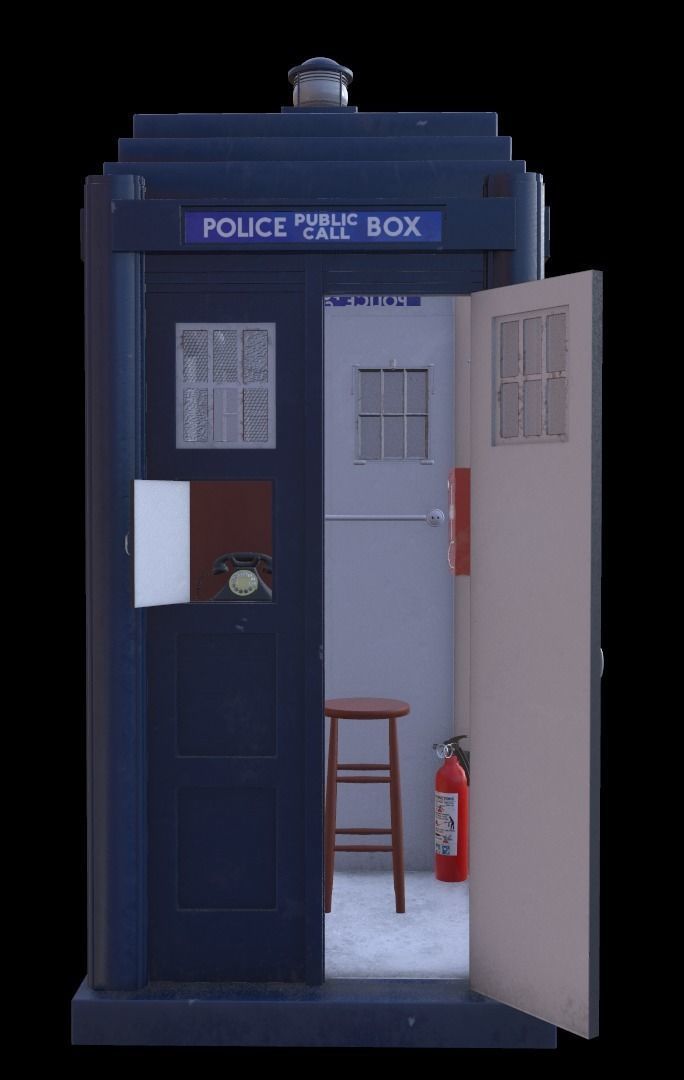 Mark 2 Metropolitan Police Box with Props Low-poly 3D model_7