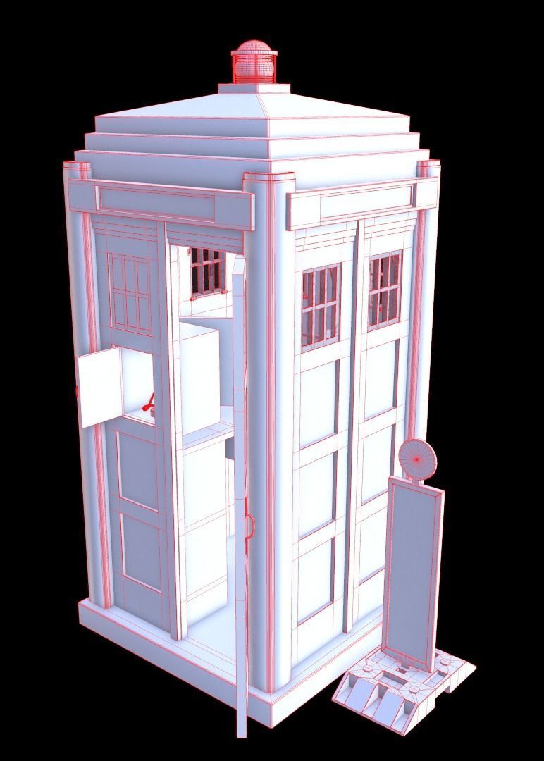 Mark 2 Metropolitan Police Box with Props Low-poly 3D model_23