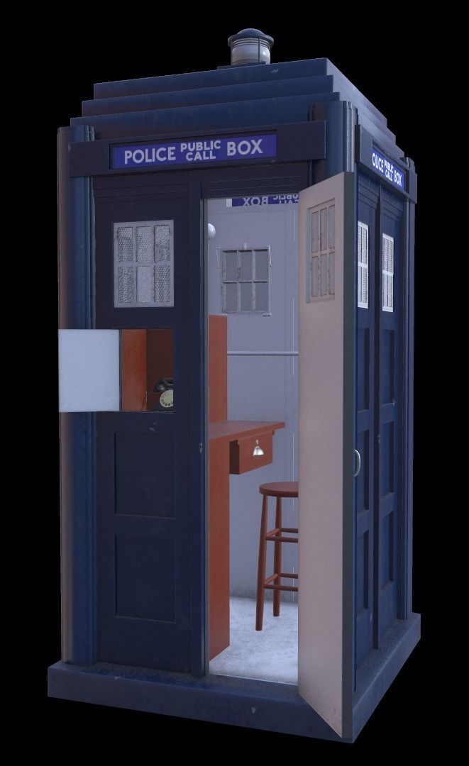 Mark 2 Metropolitan Police Box with Props Low-poly 3D model_8