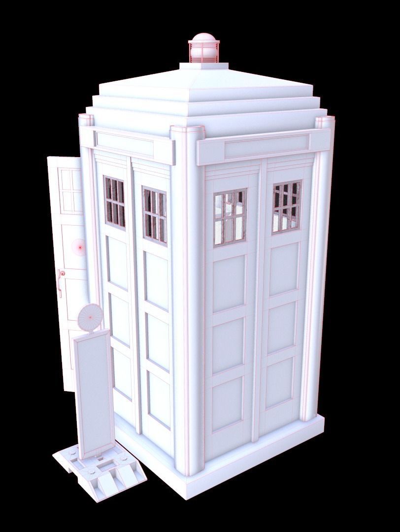 Mark 2 Metropolitan Police Box with Props Low-poly 3D model_22