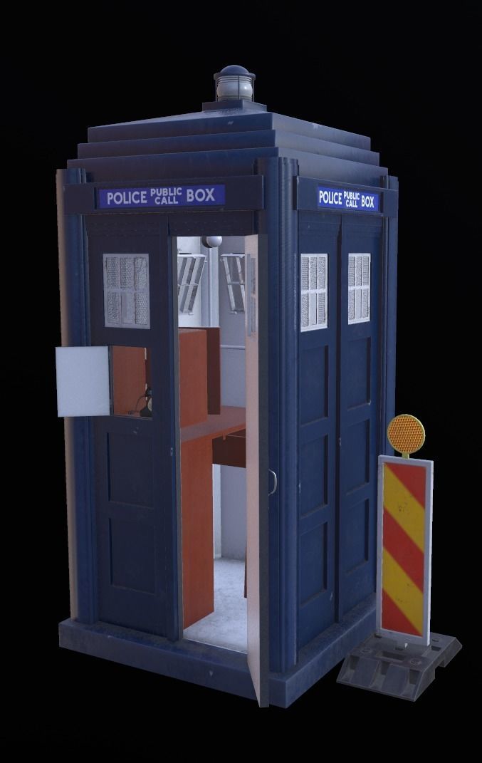 Mark 2 Metropolitan Police Box with Props Low-poly 3D model_14