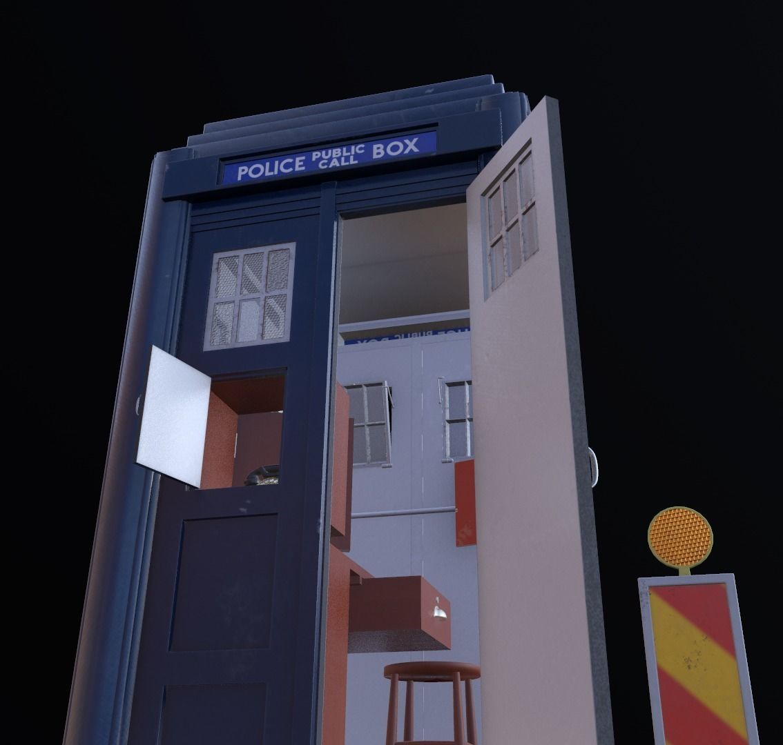 Mark 2 Metropolitan Police Box with Props Low-poly 3D model_17