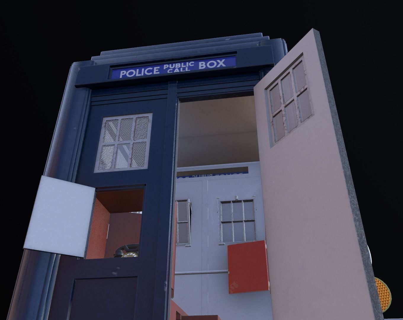 Mark 2 Metropolitan Police Box with Props Low-poly 3D model_15