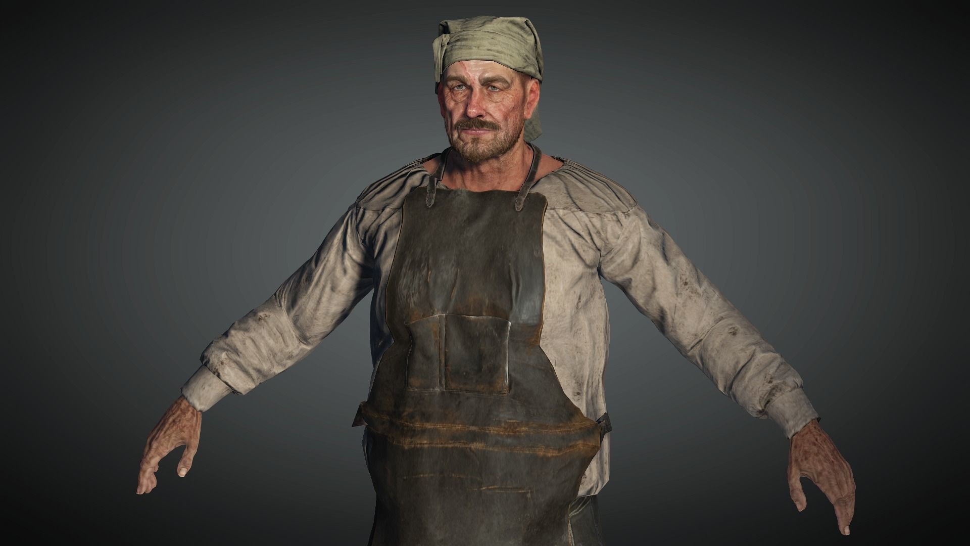 AAA Medieval Male Character 01 Low-poly 3D model_2