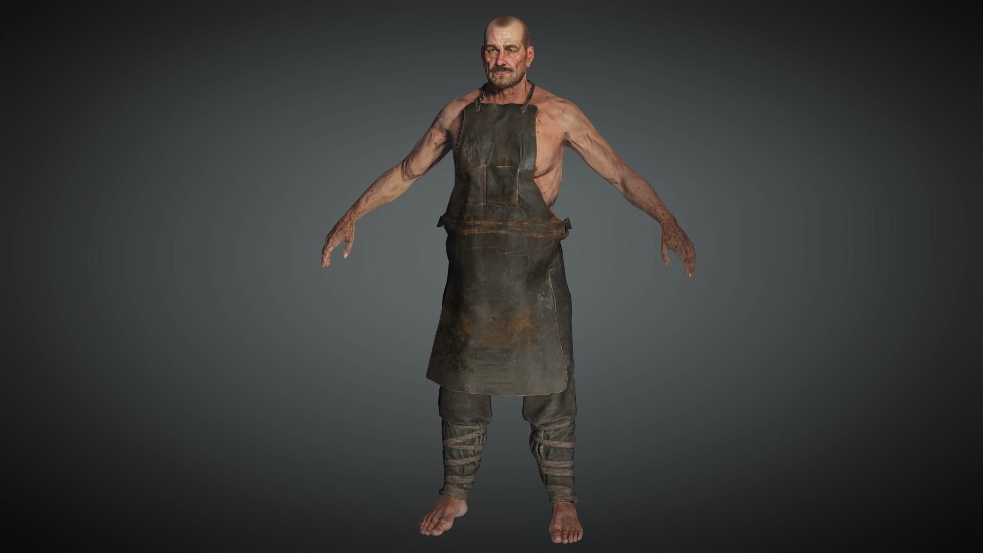 AAA Medieval Male Character 01 Low-poly 3D model_8