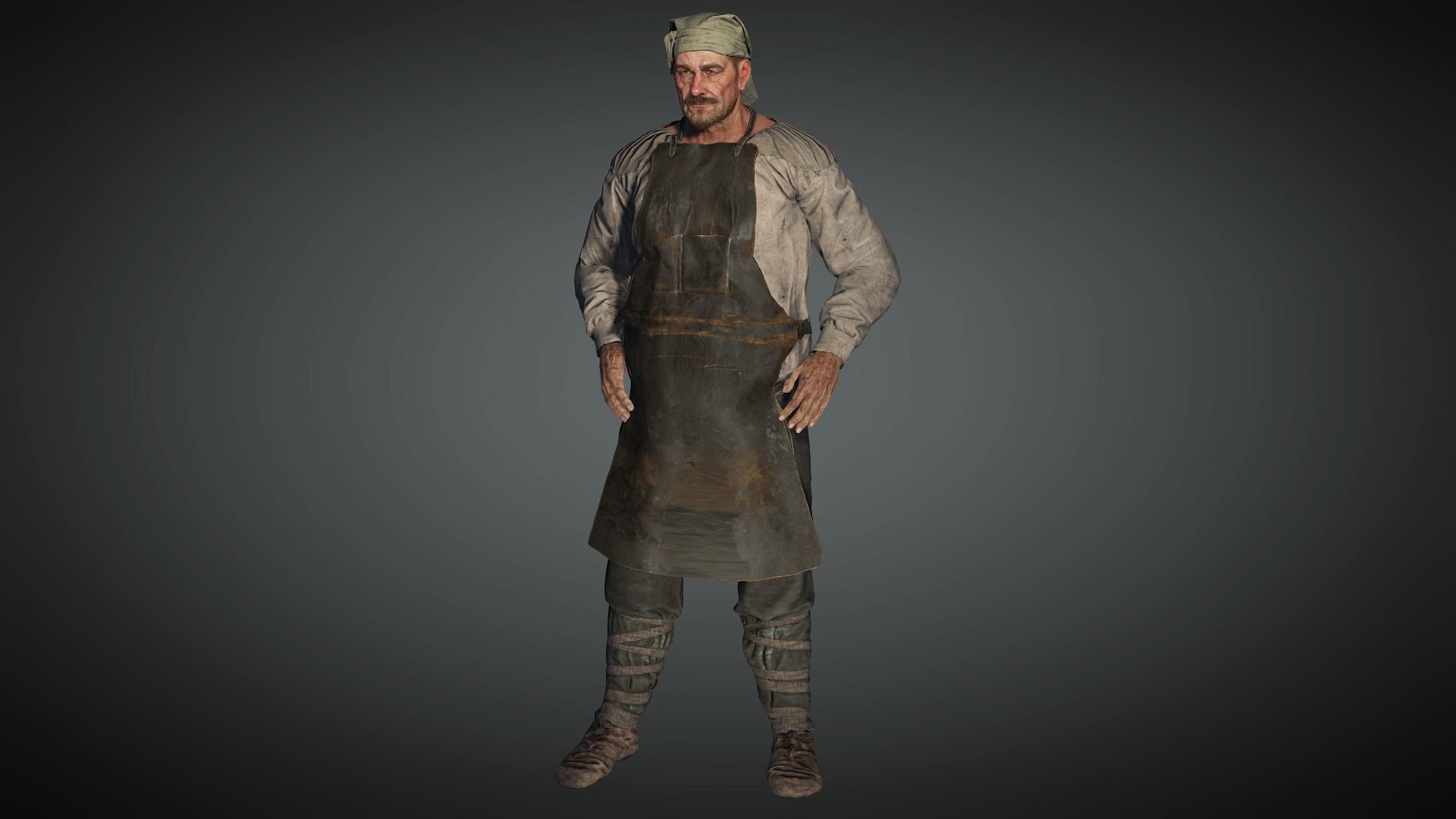 AAA Medieval Male Character 01 Low-poly 3D model_13