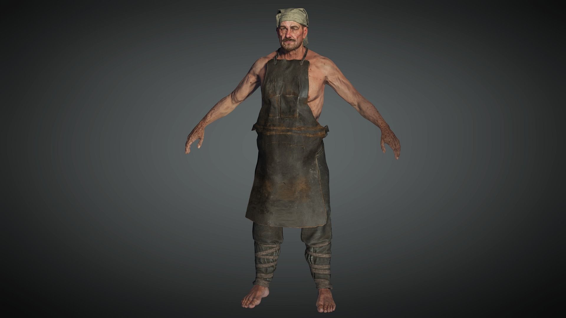 AAA Medieval Male Character 01 Low-poly 3D model_7