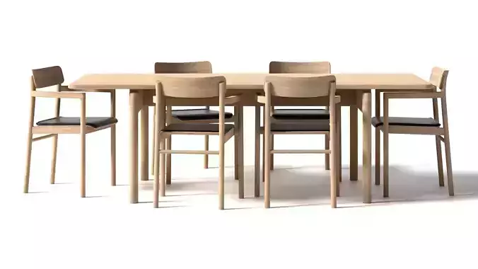 Post Dining Table set 3446 - black 3D model