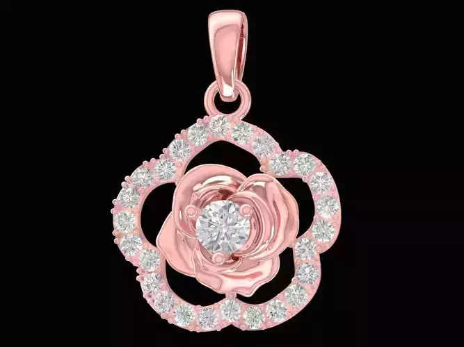 round diamond  ladies rose pendant 2618