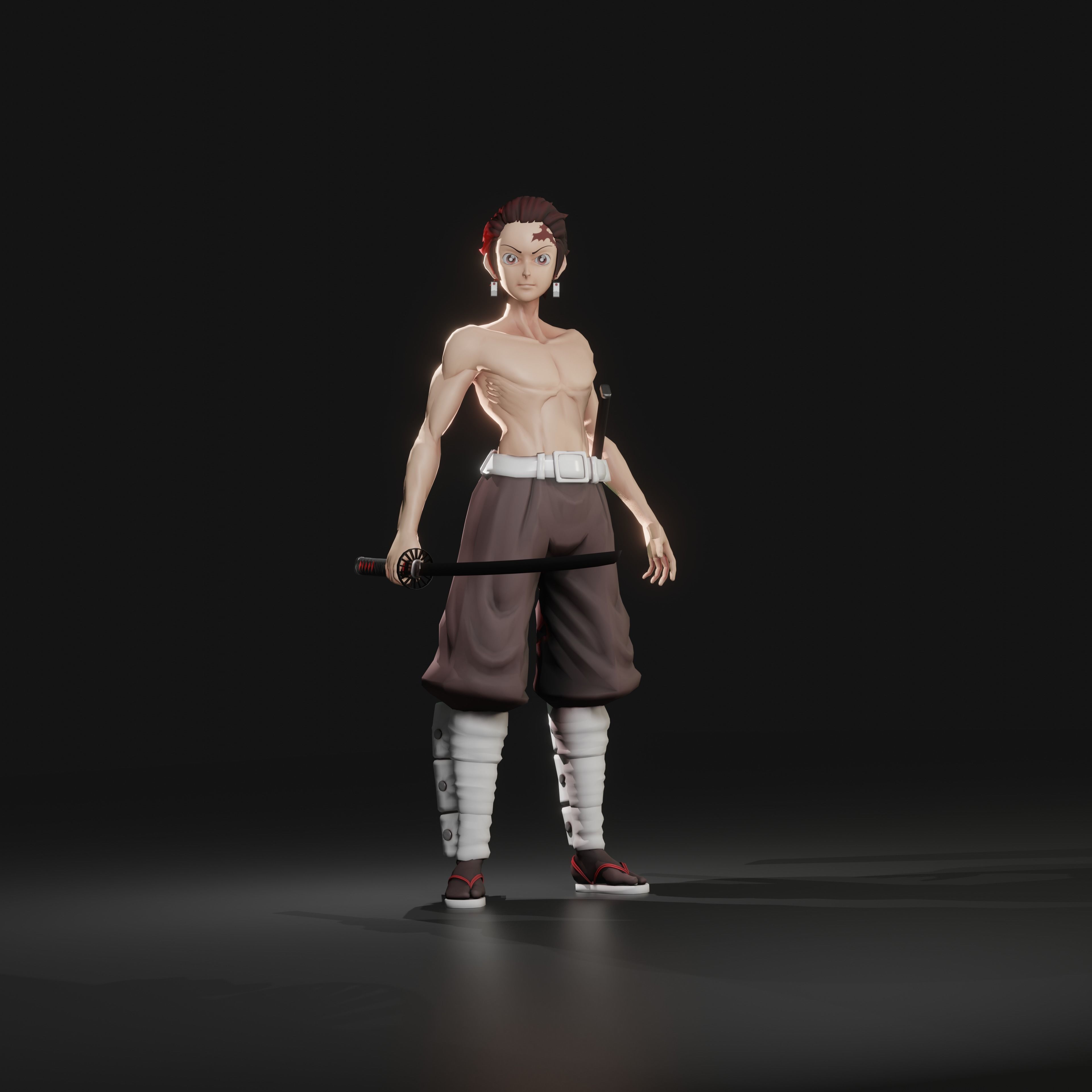 Kamado Tanjiro from Kimetsu no yaiba Low-poly 3D model_4